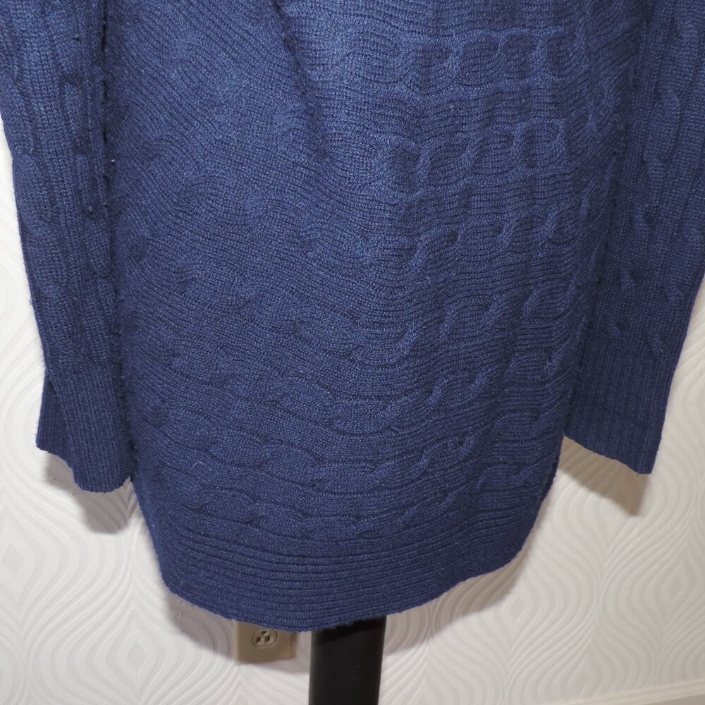 RALPH LAUREN Black Label sz M Navy Blue Cashmere Circle Sweater Cable Knit - Picture 15 of 16